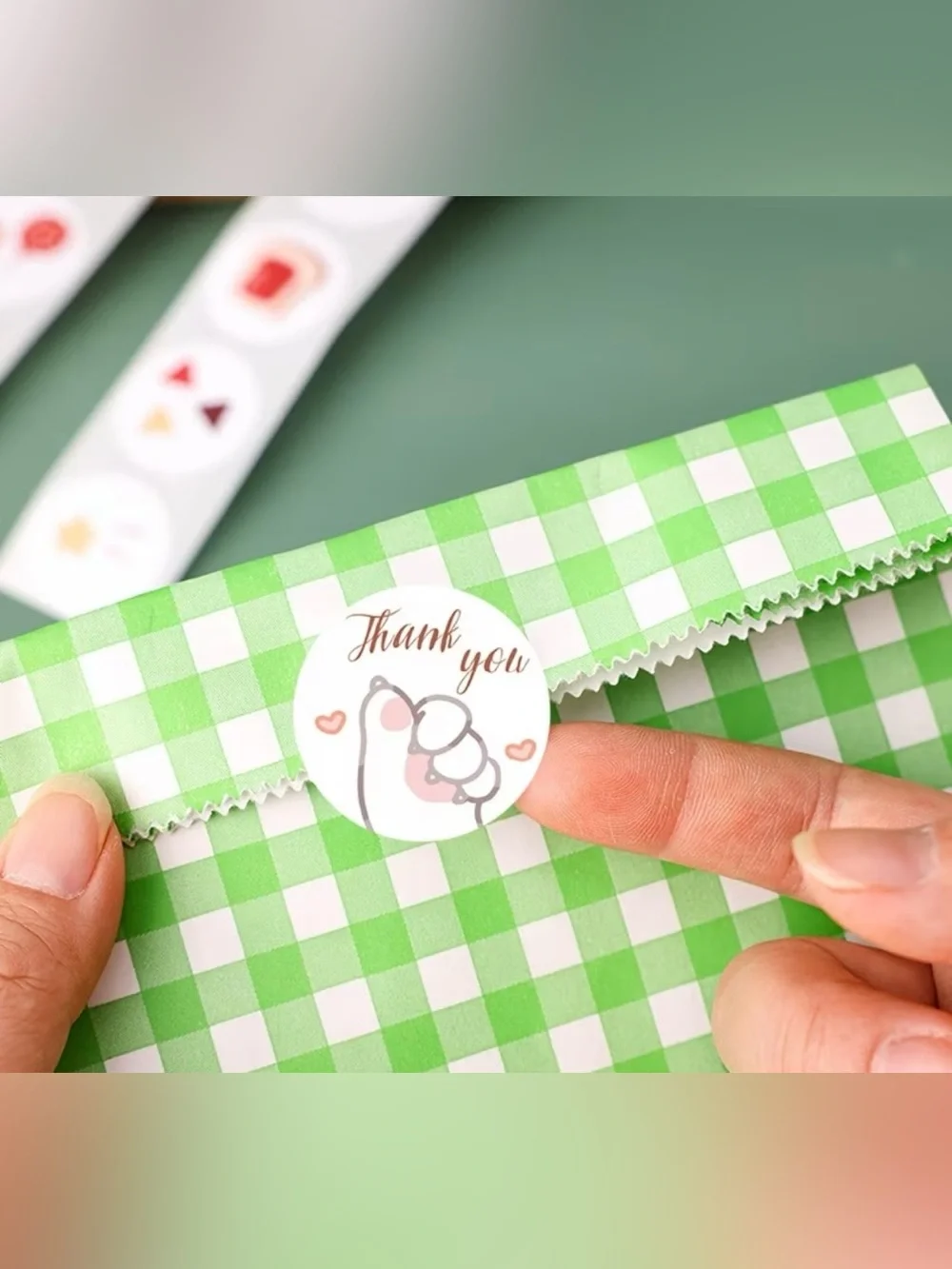 500 Pcs Cat Paw Thank You Sticker - Neutral Brown & Cream